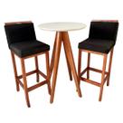 Kit 2 Banquetas Alta Gourmet e Mesa Bar Bistrô Redonda Madeira Maciça CCS