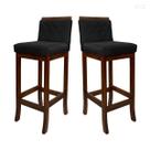 Kit 2 Banquetas Alta para Cozinha Nice em Madeira Matelassê Suede Preto CCS Kit 2 Banquetas Alta para Cozinha Nice em Madeira Matelassê Suede Preto CCS