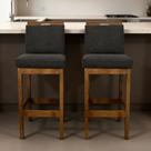 Kit 2 Banquetas Altas 70cm com Encosto Madeira Maciça Estofado em Linho Cozinha Americana Bancada Gourmet Bistrô Rubi Kit 2 Banquetas Altas 70cm com Encosto Madeira Maciça Estofado em Linho Cozinha Americana Bancada Gourmet Bistrô Rubi