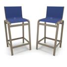 Kit 2 Banquetas Altas bancada Alumínio Fendi Tela Azul