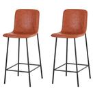 Kit 2 Banquetas Altas Celeste Rivatti 98cm (Altura) Em Poliuretano Marrom e Base em Aço Pintada à Pó