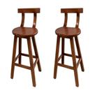 Kit 2 Banquetas Altas de Madeira com Encosto Girafa Imbuia