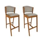Kit 2 Banquetas Altas de Madeira Maciça Ana em Linho Premium Cor:Bege LinhoCor da Estrutura:Cerejeira Kit 2 Banquetas Altas de Madeira Maciça Ana em Linho Premium Cor:Bege LinhoCor da Estrutura:Cerejeira