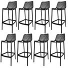 Kit 2 Banquetas Altas Decor Mobilia Suits Preto Em Polipropileno Com Encosto Vazado Para Cozinha Área Gourmet Bancada Bar Ilha E Varanda Coberta