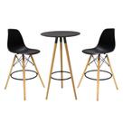 Kit 2 Banquetas Altas Eiffel com Mesa Bistrô Preta para Cozinha, Área Gourmet e Espaços Comerciais Compacto e Funcional