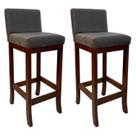 Kit 2 Banquetas Altas em Madeira Maciça com Assento em Suede Nápoles Marrom e Cinza
