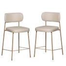 Kit 2 Banquetas Altas Estofadas Camila Est Dourada Assento e Encosto Perola - EdeCasaMoveis Kit 2 Banquetas Altas Estofadas Camila Est Dourada Assento e Encosto Perola - EdeCasaMoveis
