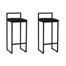 Kit 2 Banquetas Altas Industriais em Aço Dori Preto Assento Suede Preto