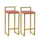 Kit 2 Banquetas Altas Industrial Em Aço Jade Dourado Assento Suede Rose Gold Kit 2 Banquetas Altas Industrial Em Aço Jade Dourado Assento Suede Rose Gold