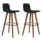 Kit 2 Banquetas Altas Luxo Linea Aço Preto Linho Preto Base Carvalho Kit 2 Banquetas Altas Luxo Linea Aço Preto Linho Preto Base Carvalho