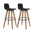 Kit 2 Banquetas Altas Luxo Versatil Aço Preto Linho Preto Base Carvalho Kit 2 Banquetas Altas Luxo Versatil Aço Preto Linho Preto Base Carvalho