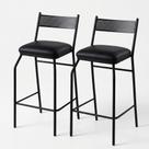 Kit 2 Banquetas Altas para Balcão Bistrô Bancada Reforçadas em Aço Conforto