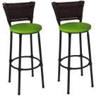Kit 2 Banquetas Altas Preta com Encosto Junco Argila Assento Verde Kit 2 Banquetas Altas Preta com Encosto Junco Argila Assento Verde