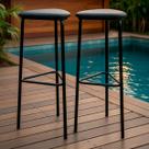 Kit 2 Banquetas Altas Triangular Metal Estilo Industrial Gourmet