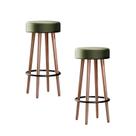 Kit 2 Banquetas Banco Alto Berlin material sintético Bar Cozinha Pés Madeira Ms Decor