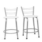 Kit 2 Banquetas Bancos Baixa 45cm Flórida Estrutura Prata Mesa Bistrô Cozinha Americana, Bar, Bancada, Área Gourmet Kit 2 Banquetas Bancos Baixa 45cm Flórida Estrutura Prata Mesa Bistrô Cozinha Americana, Bar, Bancada, Área Gourmet