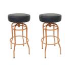 Kit 2 Banquetas Bar Altura 74cm Giratória Cobre Assento Preto