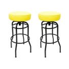 Kit 2 Banquetas Bar Altura 74cm Giratória Preta Assento Amarelo