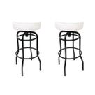 Kit 2 Banquetas Bar Altura 74cm Giratória Preta Assento Branco