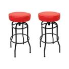 Kit 2 Banquetas Bar Altura Giratória Preta Assento Vermelho Kit 2 Banquetas Bar Altura Giratória Preta Assento Vermelho