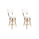 Kit 2 Banquetas Bar Cobre Bancada Média Altura 65cm Giratória Encosto estofado Assento grosso branco