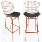 Kit 2 Banquetas BERTÓIA cobre assento preto tubular altura 70cm - Poltronas do Sul