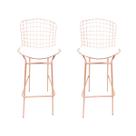 Kit 2 Banquetas BERTÓIA cor Rosé fosco assento branco tubular altura 70cm