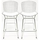 Kit 2 Banquetas BERTÓIA cromada assento branco altura 60cm - Poltronas do Sul