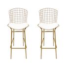 Kit 2 Banquetas BERTÓIA dourado fosco assento branco tubular altura 70cm