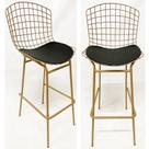 Kit 2 Banquetas BERTÓIA dourado fosco assento preto tubular altura 70cm - Poltronas do Sul