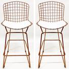 Kit 2 Banquetas BERTOIA maciça cobre assento branco altura 70cm - Poltronas do Sul