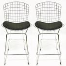 Kit 2 Banquetas BERTOIA maciça cromada assento preto altura 70cm - Poltronas do Sul