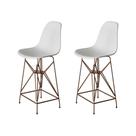Kit 2 Banquetas Bistrô Alta Eames Branca Base Ferro Cobre - Cor: Branco