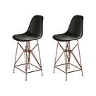 Kit 2 Banquetas Bistrô Alta Eames Preta Base Ferro Cobre