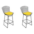 Kit 2 Banquetas Bistrô Bertoia Preta D70 com Assento Amarelo