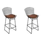 Kit 2 Banquetas Bistrô Bertoia Preta D70 com Assento Marrom Kit 2 Banquetas Bistrô Bertoia Preta D70 com Assento Marrom