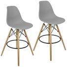 Kit 2 Banquetas Charles Eames Eiffel Wood Design Base Fixa Madeira