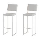 Kit 2 Banquetas com Encosto Industrial e Moderna Nina Branco e material sintético Branco