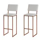Kit 2 Banquetas com Encosto Industrial e Moderna Nina Cobre e material sintético Branco