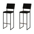 Kit 2 Banquetas com Encosto Industrial e Moderna Nina Preto e material sintético Preto