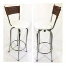 Kit 2 Banquetas Cromada Giratória Alta Cozinha Assento Branco Encosto Marrom - Poltronas Do Sul