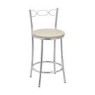 Kit 2 Banquetas Cromadas Assento Espuma D15 Treparoni Bege