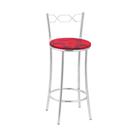 Kit 2 Banquetas Cromadas Assento Espuma D15 Vermelho