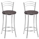 Kit 2 Banquetas Cromadas BC26-B B206 Cinza/Cromado/Marrom