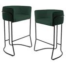 Kit 2 Banquetas Decorativas Base Aço Preto Betina B-303 Veludo Verde - Domi Kit 2 Banquetas Decorativas Base Aço Preto Betina B-303 Veludo Verde - Domi