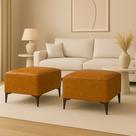 Kit 2 Banquetas Decorativas Puf Dallas Com Pés de Ferro e Tecido material sintético Camel Bela Manu Decor