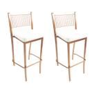 Kit 2 Banquetas EMPILHÁVEL Cobre Altura 65cm assento branco - Poltronas do Sul Kit 2 Banquetas EMPILHÁVEL Cobre Altura 65cm assento branco - Poltronas do Sul