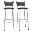 Kit 2 Banquetas Industrial Estrutura Prata Bancada Balcão Ilha Cozinha Americana Encosto Junco Argila 70cm Itagold