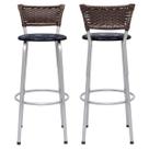 Kit 2 Banquetas Industrial Estrutura Prata Bancada Balcão Ilha Cozinha Americana Encosto Junco Argila 70cm Itagold