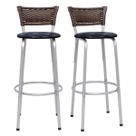 Kit 2 Banquetas Industrial Estrutura Prata Bancada Balcão Ilha Cozinha Americana Encosto Junco Argila 70cm Itagold